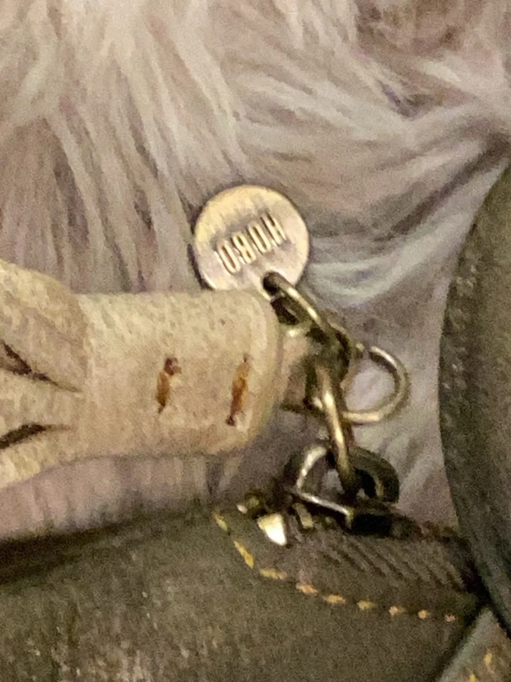 HOBO Olive Suede Ring-Handle Clutch - Picture 2 of 5